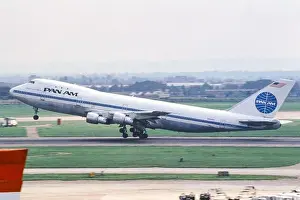Airport Prints: A Pan Am Jumbo Jet taking off at Heathrow Airport in 1980