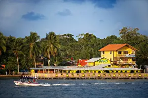 Nightclubs Prints: Panama Bocas del Toro iconic view of boats and archipelago
