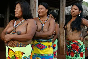 Panama Prints: Panama, Embera Women In The Darien