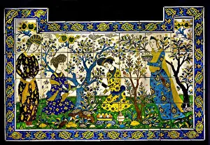 Platter Prints: A panel depicting Poetry Contest (17th century) Islamic Art - 17th Century - Iran