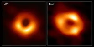Collaboration Prints: These panels show the first two images ever taken of black holes