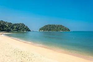 Federal State Prints: Pangkor island with the beach of the tourist village Teluk Nipah