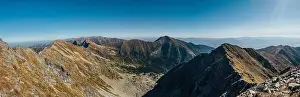 Pano Prints: Pano aerial shot ofearly morning Western Tatras mountain range from Baníkov 2178m mountain with Bystra 2248m peak