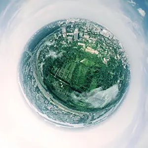 City Garden Prints: Panorama of 360 degrees of the National Botanical Garden in Kiev. Aerial view