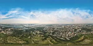 Panorama of 360 degrees of the National Botanical Garden in Kiev. Aerial view
