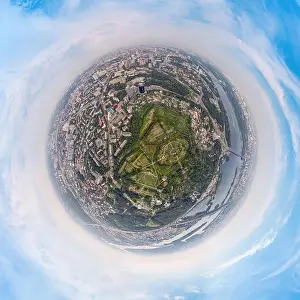 City Garden Prints: Panorama of 360 degrees of the National Botanical Garden in Kiev. Aerial view