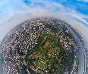 City Garden Prints: Panorama of 360 degrees of the National Botanical Garden in Kiev. Aerial view