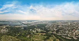 City Garden Prints: Panorama of 360 degrees of the National Botanical Garden in Kiev. Aerial view
