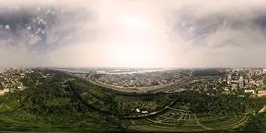 City Garden Prints: Panorama of 360 degrees of the National Botanical Garden in Kiev. Aerial view