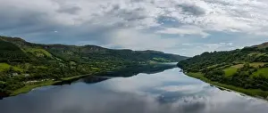 Glencar Prints: Panorama aerial landscape view of Glencar Lough in western Ireland