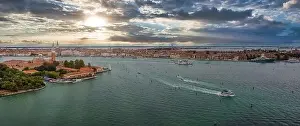 Panorama aerial photo of San Giorgio Maggiore island in Venice