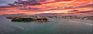 Panorama aerial photo of San Giorgio Maggiore island in Venice