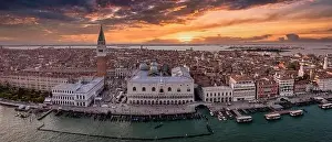 Panorama aerial photo of San Giorgio Maggiore island in Venice