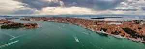 Panorama aerial photo of San Giorgio Maggiore island in Venice