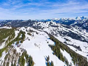Panorama aerial view of the Alps of Mythen mountain range in central Switzerland