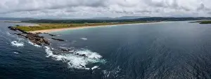 Portnoo Prints: Panorama aerial view of the golden sand beach and turquoise waters of the beach at Narin-Portnoo