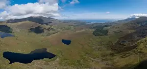 Dingle Prints: A panorama aerial view of the Mountains of the Central Dingle Peninsula in County Kerry of Ireland