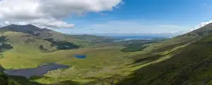 Mountain Pass Prints: A panorama aerial view of the Mountains of the Central Dingle Peninsula in County Kerry of Ireland
