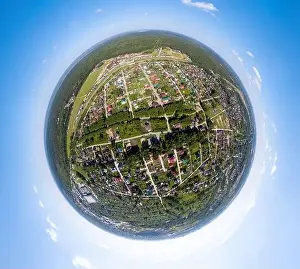 Suburbia Prints: Panorama aerial view new development neighborhood in Novosibirsk