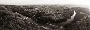 Toledo Prints: Panorama aerial view of Toledo city skyline with historical buildings in Spain