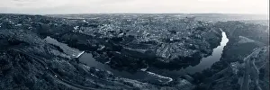 Toledo Prints: Panorama aerial view of Toledo city skyline with historical buildings in Spain