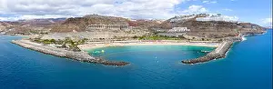 Puerto Prints: Panorama from the air of the beautiful Amadores beach at Gran Canaria