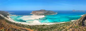 Balos Prints: Panorama of Balos beach and Gramvousa island near Kissamos in Crete, Greece