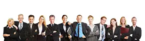 Occupations Prints: Panorama with business team and many satisfied business people