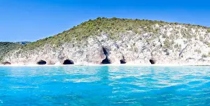 Emerald Prints: panorama of Cala Luna caves in the gulf of Orosei Sardinia Italy