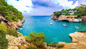 Mediterraneo Prints: Panorama cliffs and landscape of the bay of Cala Santanyí in Mallorca, Spain
