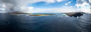 panorama drone view of Capo Falcone and the northwestern coast of Sardinia
