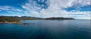 Panorama drone view of Laconella and Lacona Beach on the island of Elba