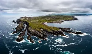 Panorama drone view of Malin Head and the northernmost point of Ireland