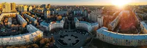 Constructivism Prints: Panorama of historical architectural ensemble of Voronezh, aerial view