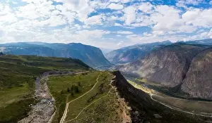 Altay Prints: Panorama of the Katu Yaryk mountain pass and the valley of the river of Chulyshman