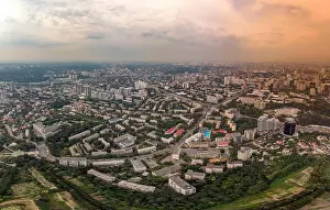 City Garden Prints: Panorama of Kiev under National Botanical Garden. Aerial view