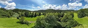 Countryside Park Prints: Panorama landscape from the air in the Bavarian Danube area with cloudy summer sky