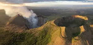 Panorama landscape on Masaya volcano park aerial drone view