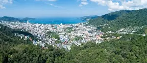 City Blue Prints: Panorama landscape nature view from Drone aerial view of patong bay in phuket thailand Amazing High angle view phuket