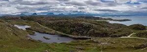 Nc500 Prints: Panorama landscape on the North Coast 500 scenic drive in the Scottish Higlands near Lochniver