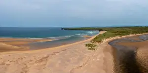 County Mayo Prints: A panorama landscape view of Lacken Strand on the coast of North Mayo in Ireland