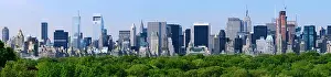 Wall Street Prints: Panorama of midtown Manhattan from above Central Park treetops in New York City