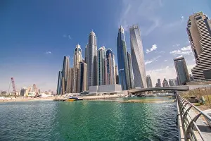 Panorama of modern skyscrapers in the center of luxury Dubai city, Dubai, United Arab Emirates