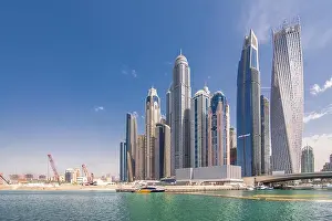 Panorama of modern skyscrapers in the center of luxury Dubai city, Dubai, United Arab Emirates