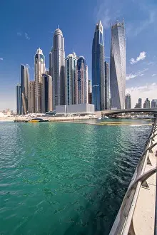 Tower View Prints: Panorama of modern skyscrapers in the center of luxury Dubai city