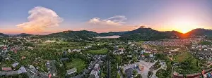 Panorama nature view Aerial view of Kathu district Phuket Thailand from Drone camera High angle view