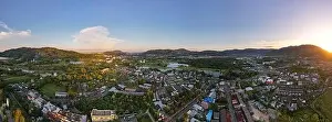Panorama nature view Aerial view of Kathu district Phuket Thailand from Drone camera High angle view