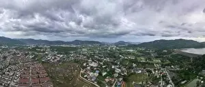 Dark Clouds Prints: Panorama nature view Aerial view of Kathu district Phuket Thailand from Drone camera High angle view