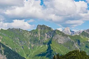 Swabia Prints: Panorama from Riefenkopf, 1748m to Schneck, 2268m, Allgaeu Alps, Allgaeu, Bavaria, Germany