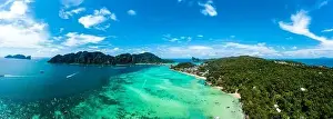 Phi Phi Island Prints: Panorama of tropical islands Phi Phi Don and Phi Phi Leh in sea